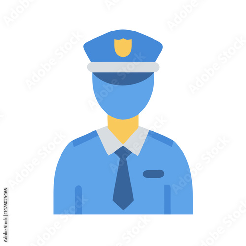 Flat illustration of police officer against black background