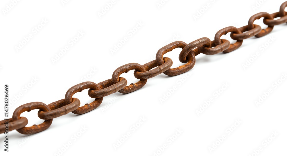 Obraz premium Rusty Metal Chain Isolated on White Background