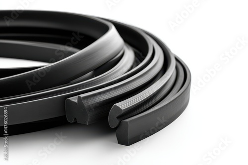 Bundle of EPDM rubber profiles against a white backdrop