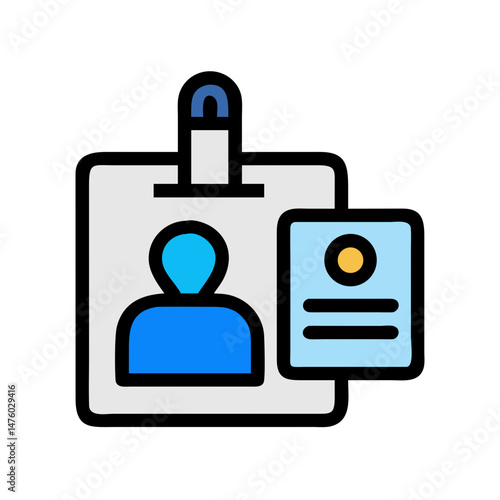 Minimalist ID badge with person icon flat design illustration