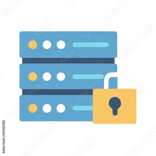 Secured server stack with padlock symbolizes data protection concept