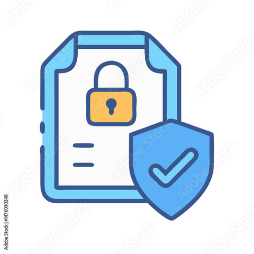 Data Protection Shield and Document Security Symbol Illustration