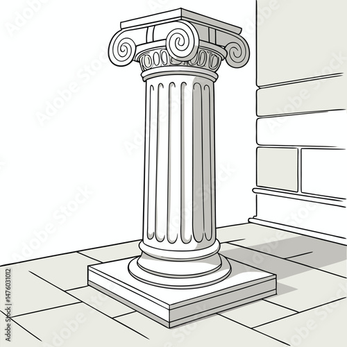 white marble roman column part of a facade illustration
