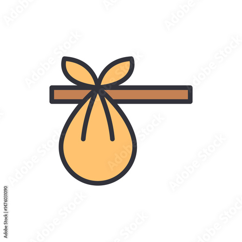 Iconic Baggage Represents Travel On A Simple Stick With Bound Top