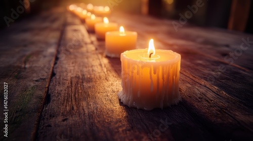 Candlelight row warm glow