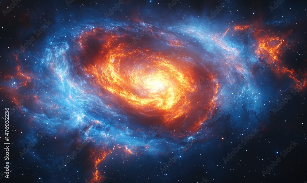 Naklejka premium A swirling galaxy of vibrant cosmic energy.