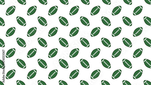 Seamless pattern of green american footballs on a white background in a repeating diagonal arrangement