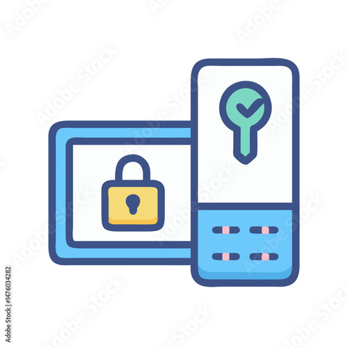 Authentication and data security system interface symbol icon vector