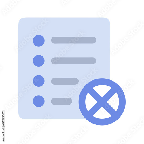 Document denied flat vector icon with cross symbol overlay