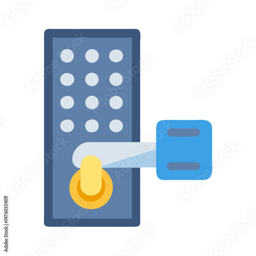 Stylized digital door lock illustration with modern design elements