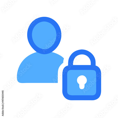 Secure User Account Illustration with Blue Silhouette and Lock