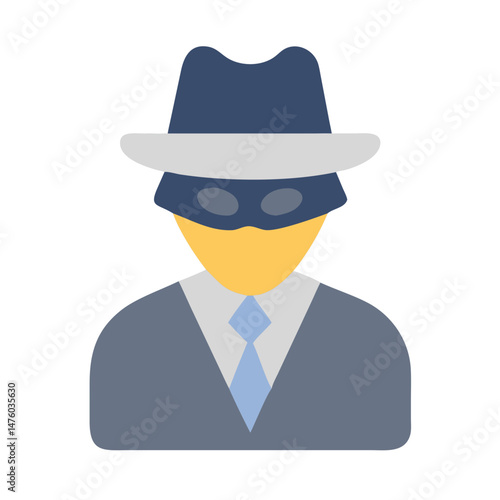 Cartoon hacker avatar wearing hat and mask on black