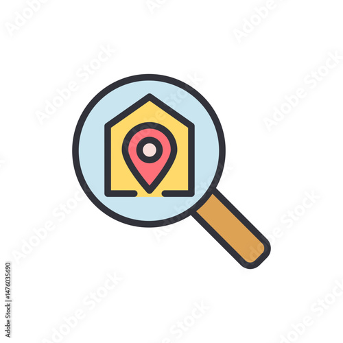 House Location Search With Magnifying Glass On Transparent Background