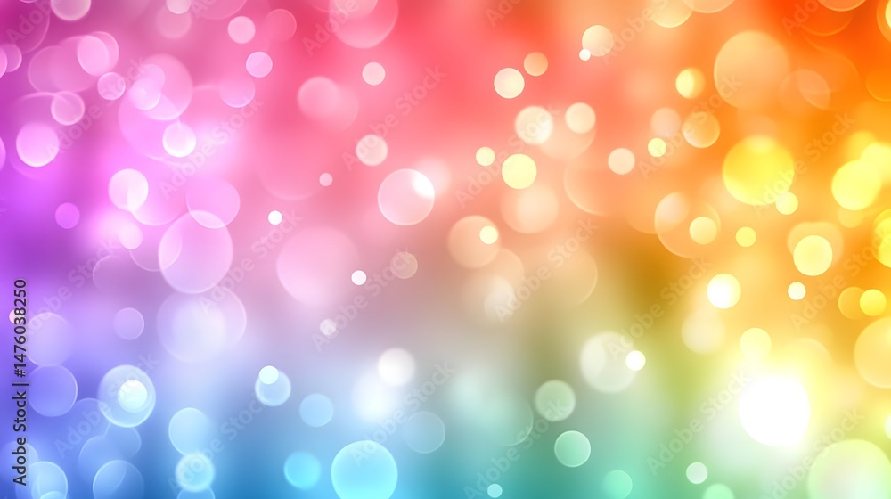 Obraz premium Vibrant rainbow bokeh background with luminous circles.