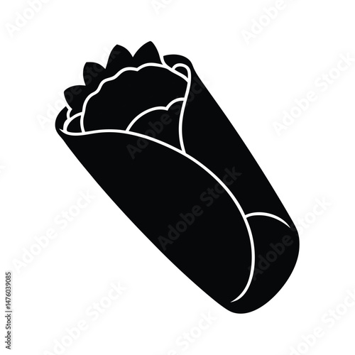 Burrito Silhouette on White Background