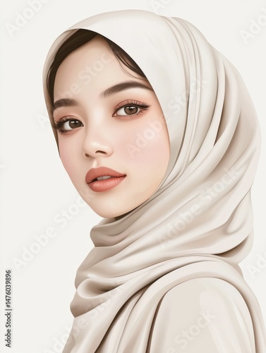 Portrait of a Young Southeast Asian Woman with Hijab