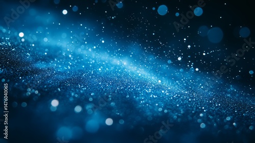 Cosmic Dance of Light:  A mesmerizing and abstract representation of the cosmos, showcasing a vast expanse of deep blue hues, swirling galaxies, and a sprinkle of shimmering stardust.