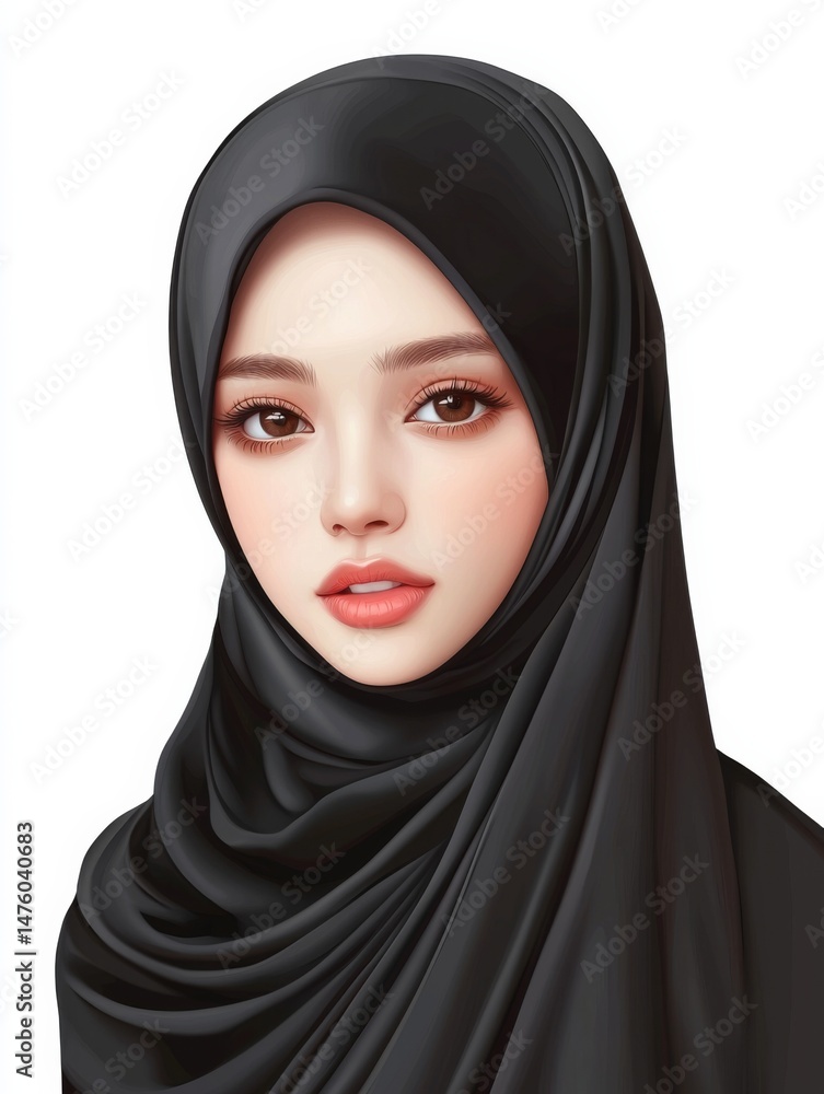 Portrait of a Young Southeast Asian Woman with Hijab