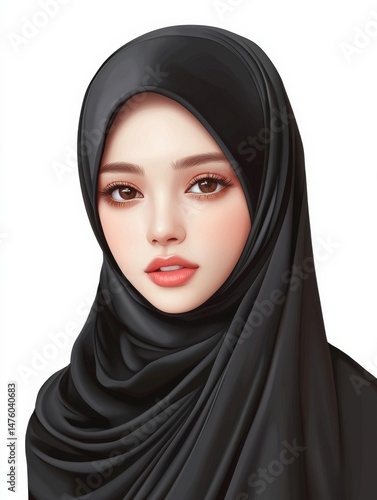 Obraz na płótnie Portrait of a Young Southeast Asian Woman with Hijab w salonie