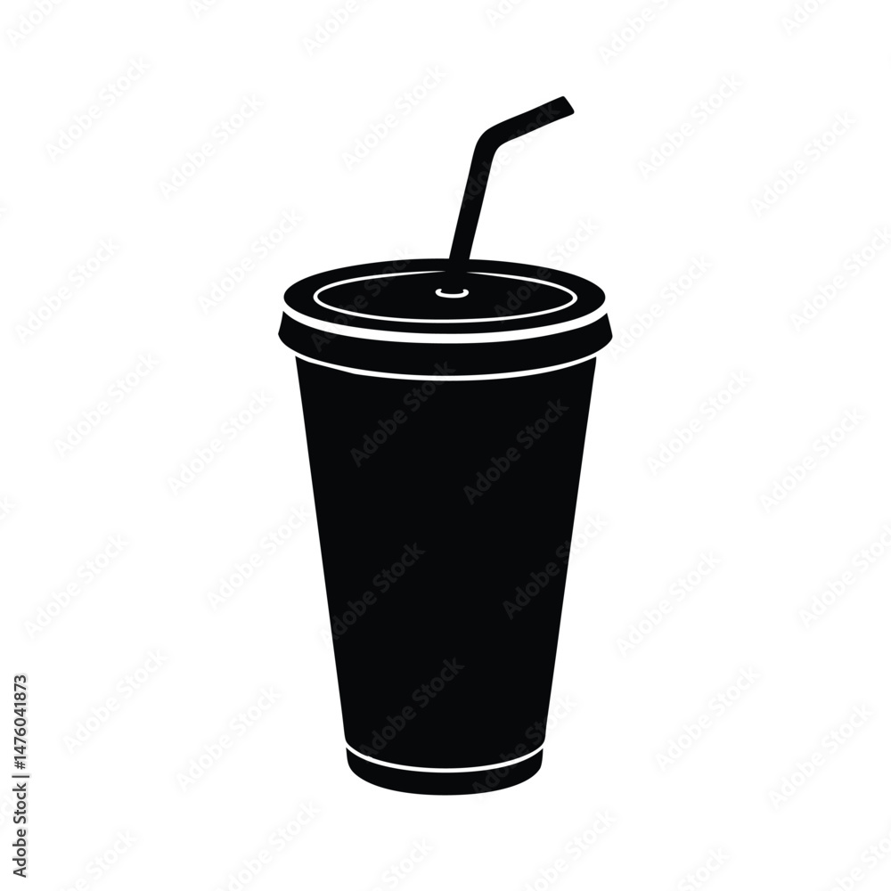 Soda Cup with Straw Silhouette Soda Cup with Straw Silhouette