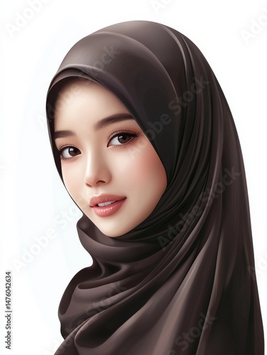 Portrait of a Young Southeast Asian Woman with Hijab