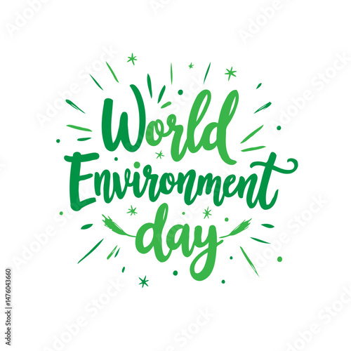 Celebratory green vector lettering for World Environment Day observance