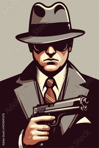 illustration of mafia person