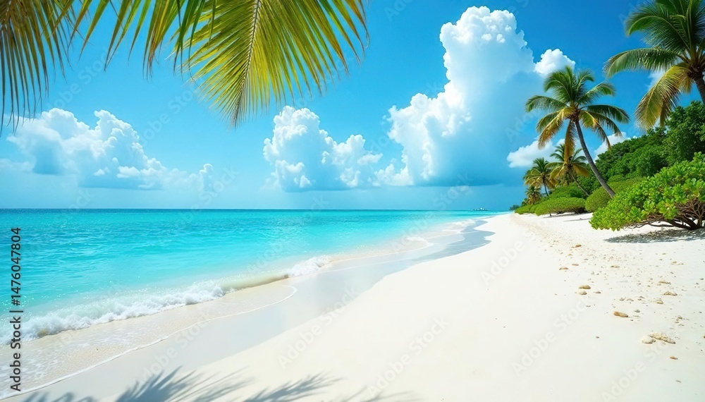 Fototapeta premium White sand, turquoise water, sunny Florida beach Perfect vacation scene , serene, coastal