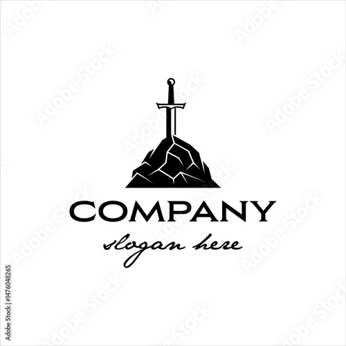 Sword in the stone logo with modern style design