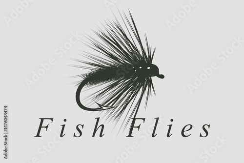 fly fishing icon logo design vector flat isolated illustration