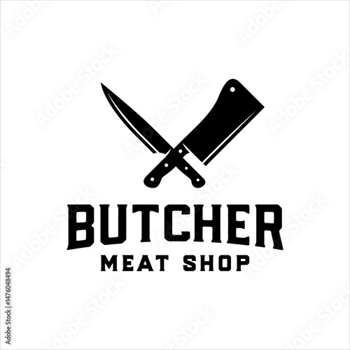 Butcher meat shop logo with masculine style design