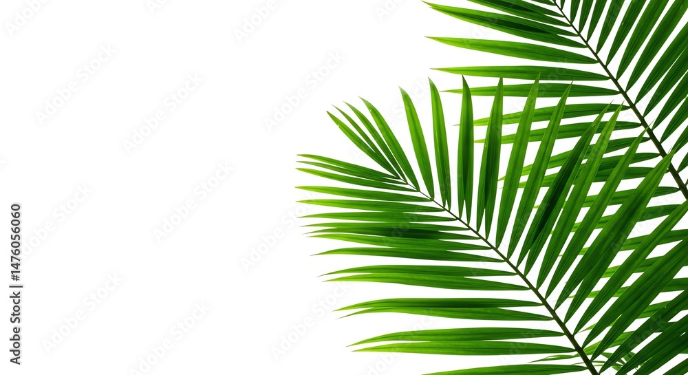 Obraz premium Green Palm Leaf on White Background