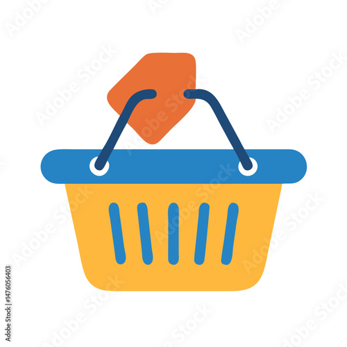 Flat design shopping basket icon with product in it