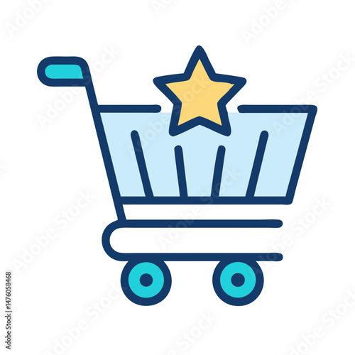 Shopping cart with star for online shopping promotions