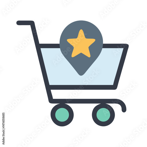 Favorite item in cart icon on black background
