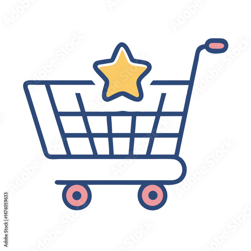 Shopping cart with a star for favorite online stores