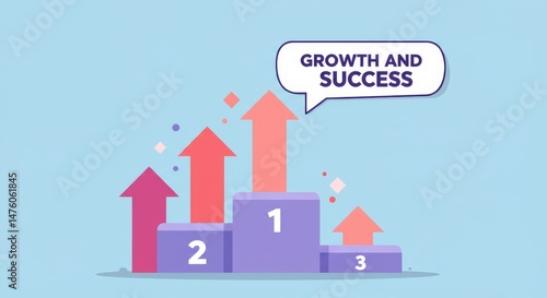 Visualizing Growth and Success: Ascending Arrows on a Podium Representing Achievement and Progress