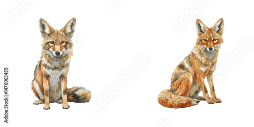 coyote watercolor vector illustration