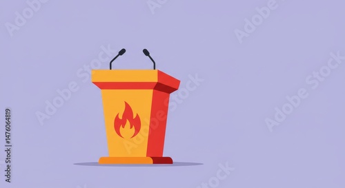 Igniting Debate: A Fiery Podium Ready for Passionate Discourse