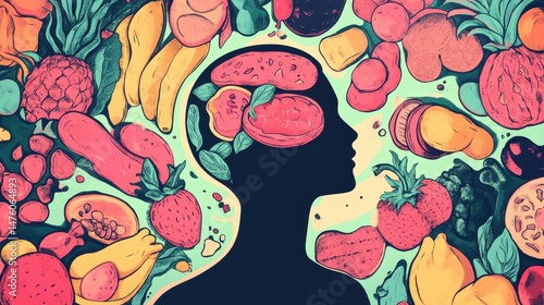Healthy Diet  Brain Food  Fruit  Vegetable Illustration