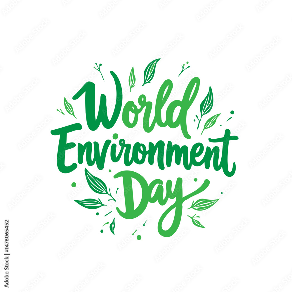 Fototapeta premium Celebratory green lettering design for world environment day campaign