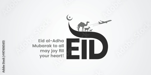 Eid al-Adha Sacrifice and Faith Celebration creative logo name typography design poster benner web post islamic festival vector illustration template, Airlines cargo theme 