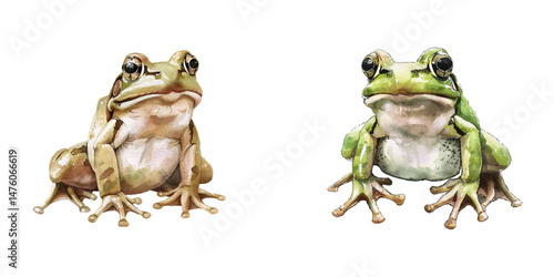cute frog watercolor vector illustration