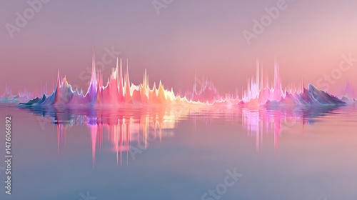 Abstract peaks reflected on calm water