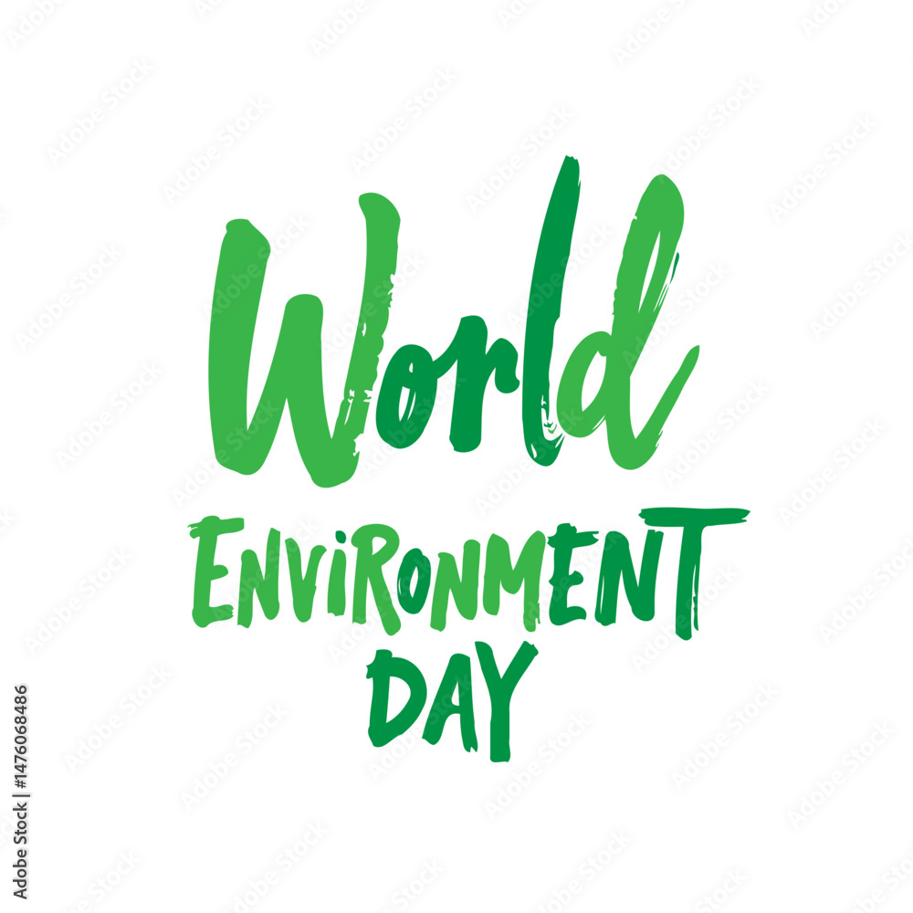 Obraz premium Vibrant Green Typography Celebrating World Environment Day on Pure White
