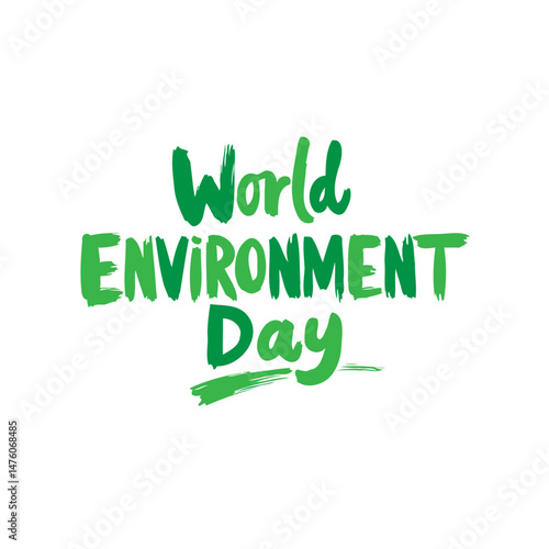 Green text illustration symbolizing world environment day celebration concept