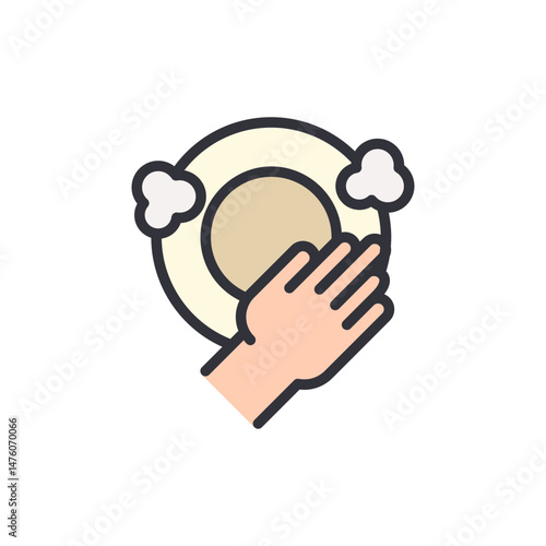 Hand Washing Dish With Soap And Water For Cleanliness Illustration