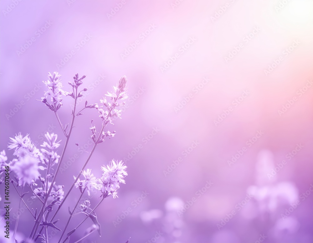 Obraz premium A vibrant cluster of purple flowers stands out against a softly blurred green background, creating a dreamy and serene atmosphere in nature.