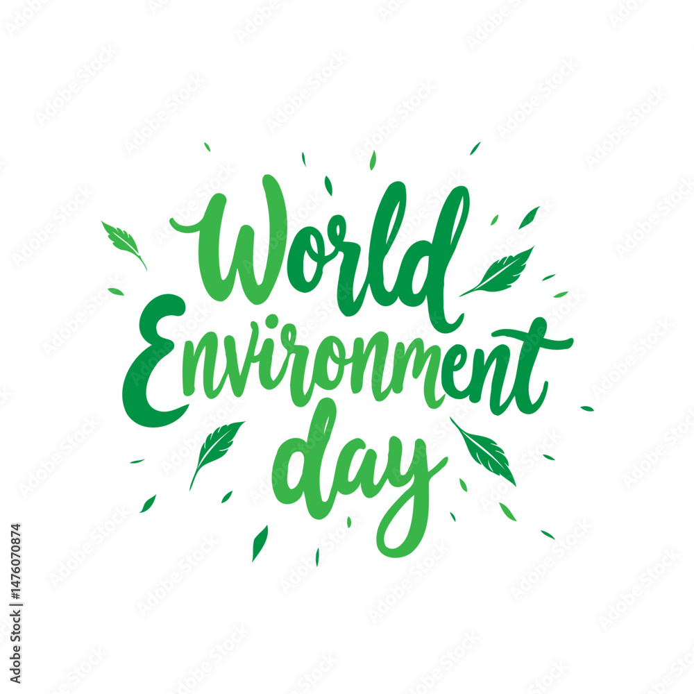 Fototapeta premium Illustrated Green Calligraphy for World Environment Day Celebration Concept