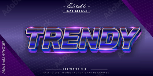 Trendy neon text, editable text effect.